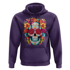Day Of The Dead Hoodie Sugar Skull Dia De Los Muertos Halloween Rose Flowers TS11 Purple Print Your Wear