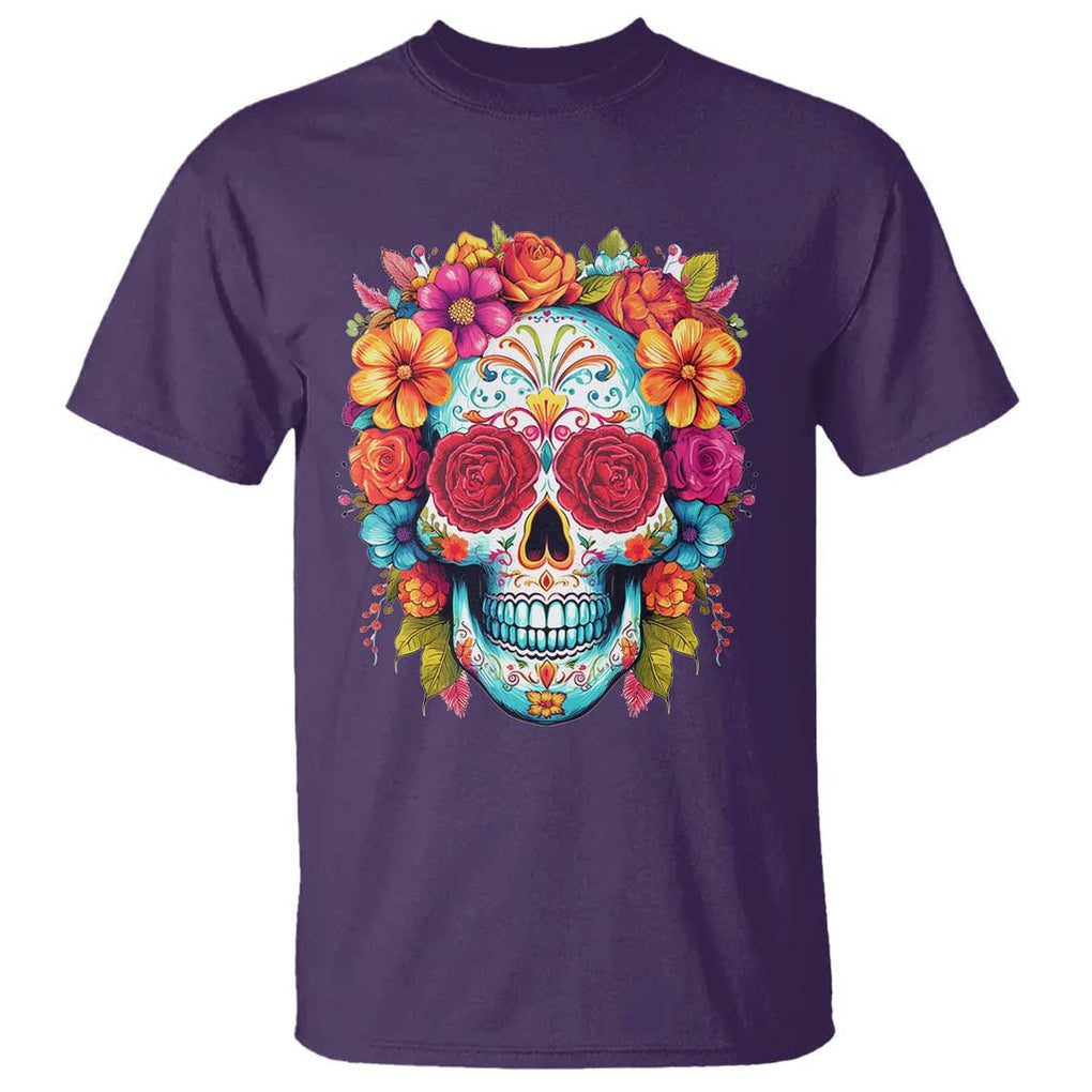 Day Of The Dead T Shirt Sugar Skull Dia De Los Muertos Halloween Rose Flowers TS11 Purple Print Your Wear