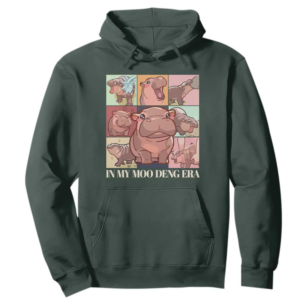 In My Moo Deng Era Hoodie Cute Hippo Zoo Meme Baby Pygmy TS11 Dark Forest Green Print Your Wear