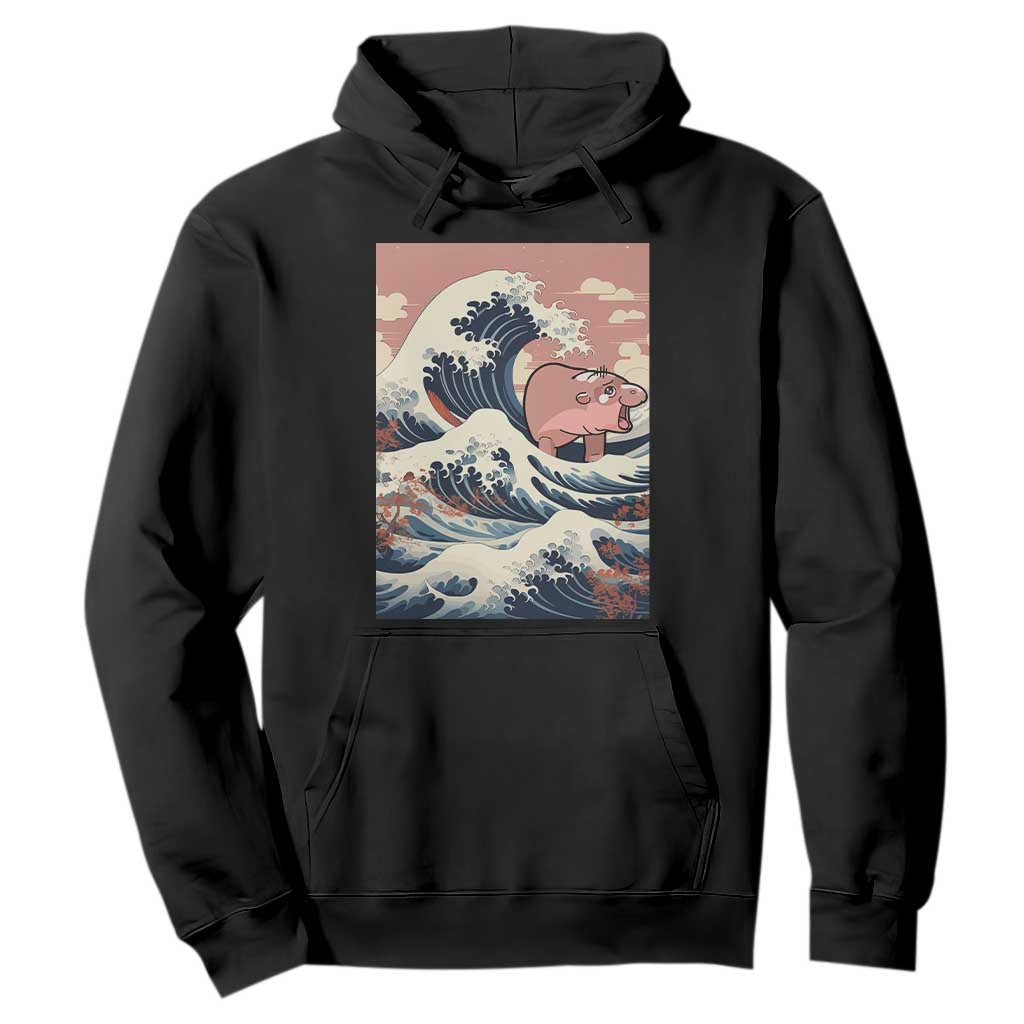 Funny Moo Deng Hoodie Cute Hippo Zoo Meme Baby Pygmy Tsunami TS11 Black Print Your Wear