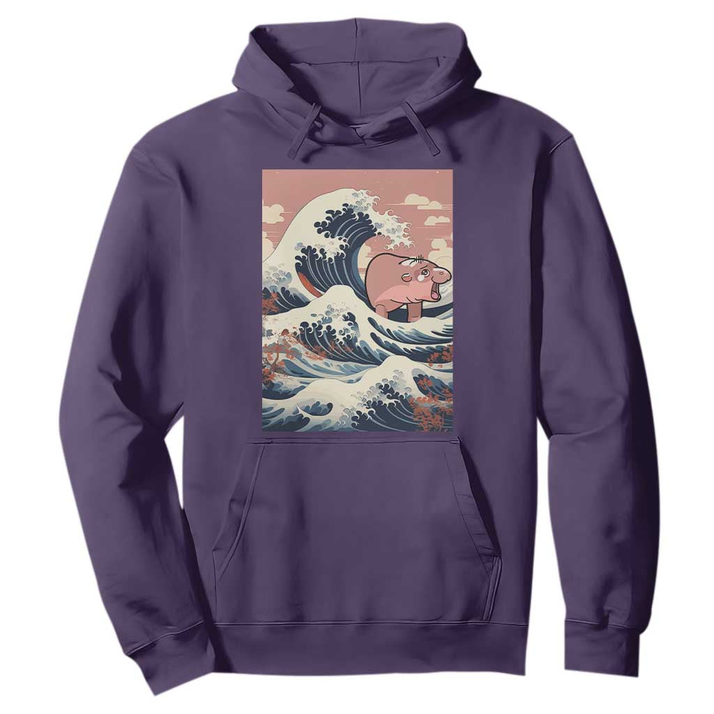 Funny Moo Deng Hoodie Cute Hippo Zoo Meme Baby Pygmy Tsunami TS11 Purple Print Your Wear