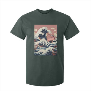 Funny Moo Deng T Shirt For Kid Cute Hippo Zoo Meme Baby Pygmy Tsunami TS11 Dark Forest Green Print Your Wear