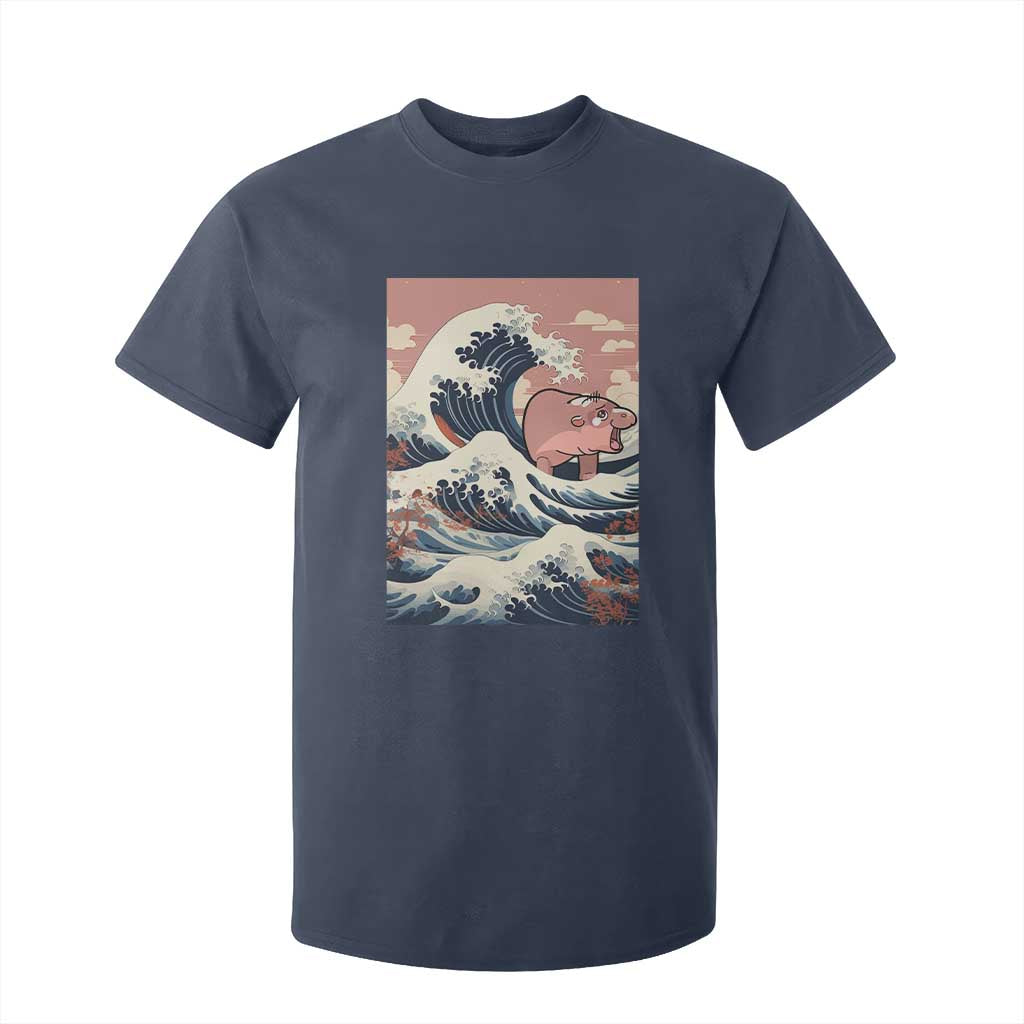 Funny Moo Deng T Shirt For Kid Cute Hippo Zoo Meme Baby Pygmy Tsunami TS11 Navy Print Your Wear