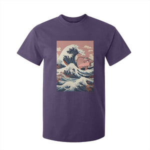 Funny Moo Deng T Shirt For Kid Cute Hippo Zoo Meme Baby Pygmy Tsunami TS11 Purple Print Your Wear
