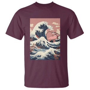 Funny Moo Deng T Shirt Cute Hippo Zoo Meme Baby Pygmy Tsunami TS11 Maroon Print Your Wear