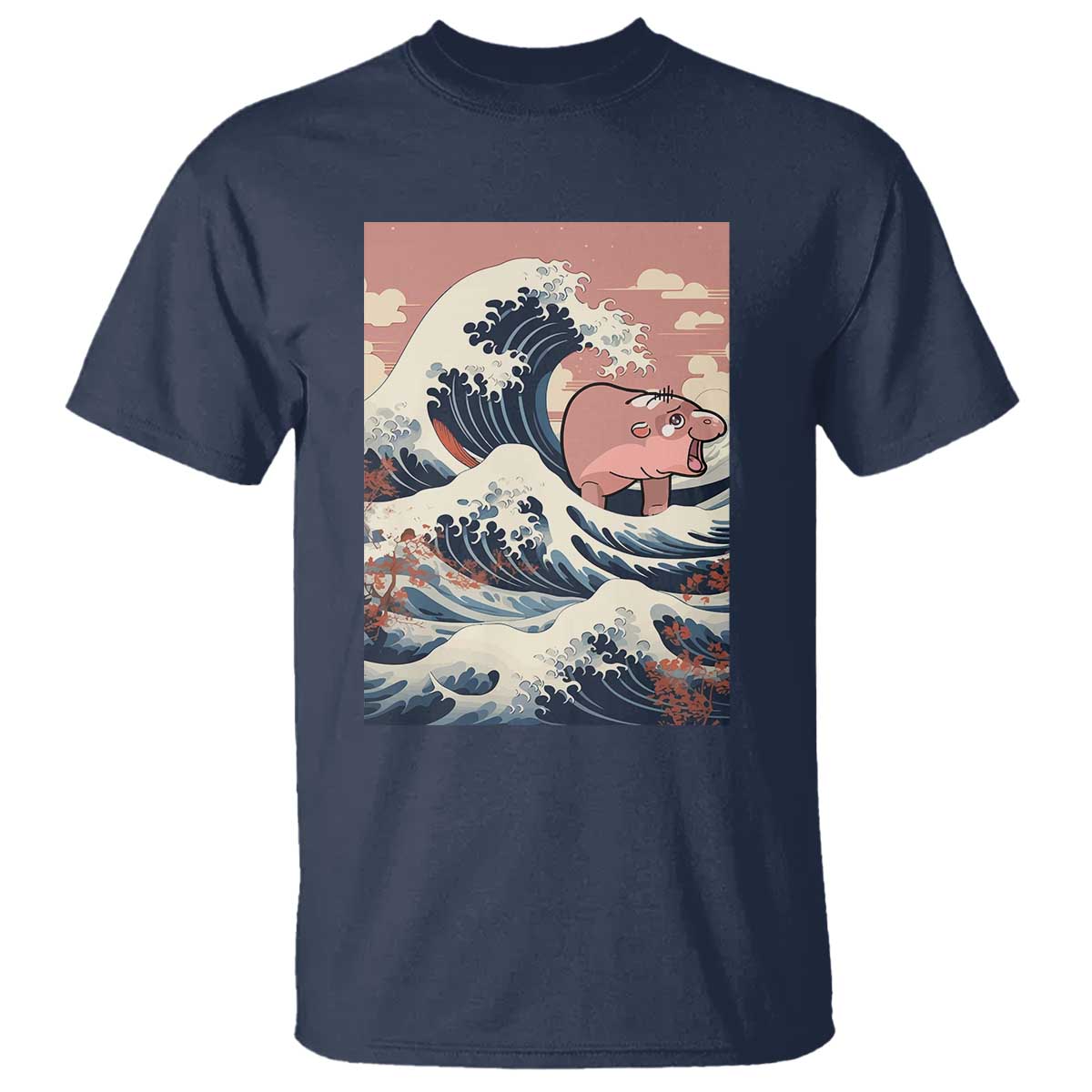 Funny Moo Deng T Shirt Cute Hippo Zoo Meme Baby Pygmy Tsunami TS11 Navy Print Your Wear