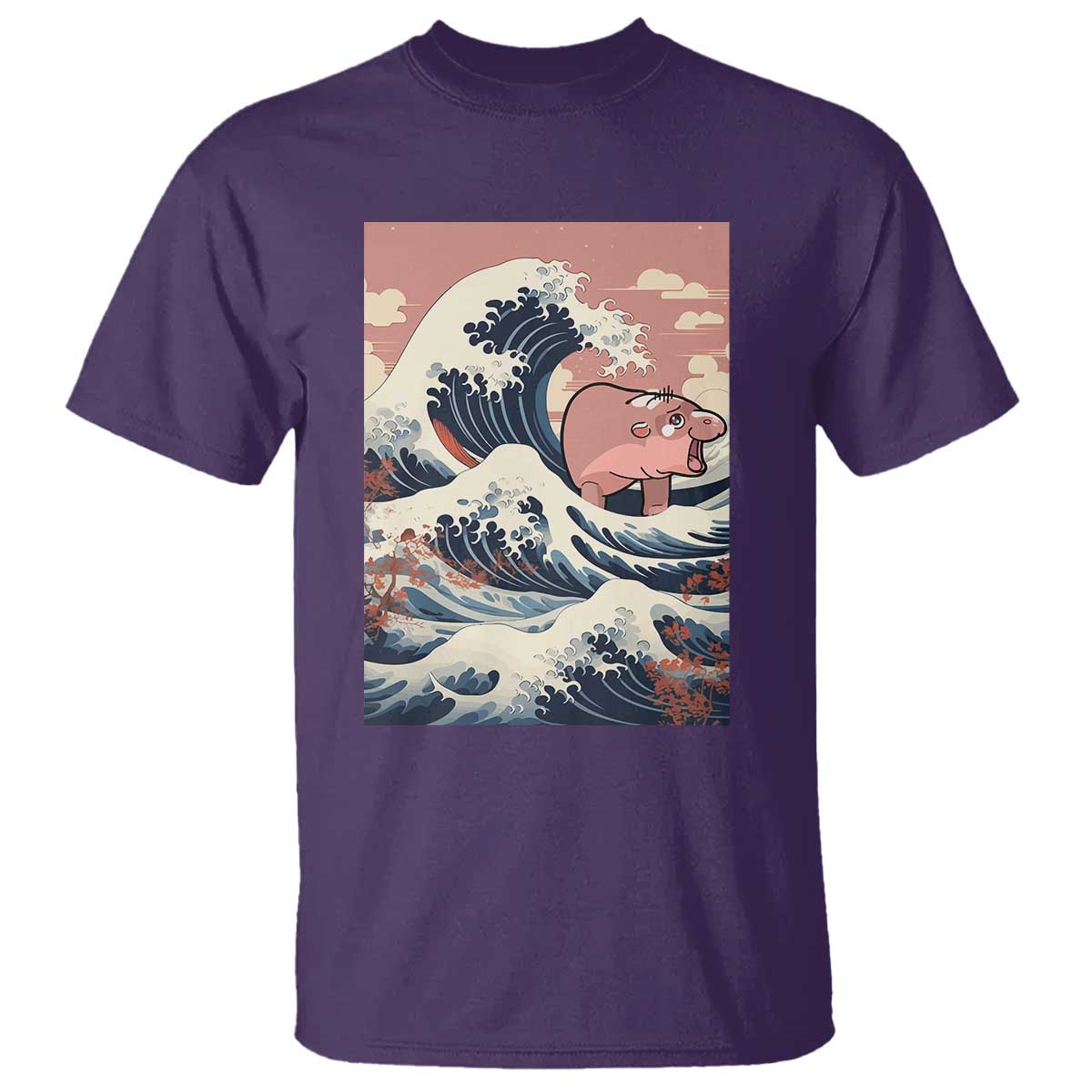 Funny Moo Deng T Shirt Cute Hippo Zoo Meme Baby Pygmy Tsunami TS11 Purple Print Your Wear