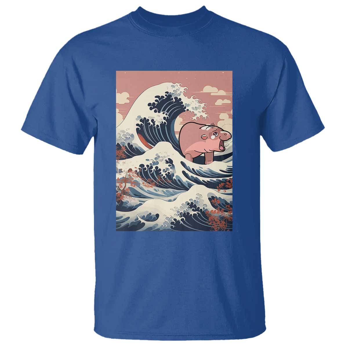 Funny Moo Deng T Shirt Cute Hippo Zoo Meme Baby Pygmy Tsunami TS11 Royal Blue Print Your Wear