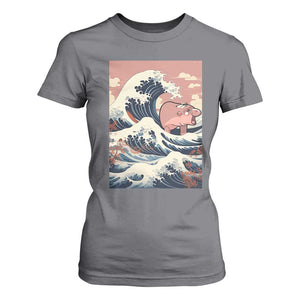 Funny Moo Deng T Shirt For Women Cute Hippo Zoo Meme Baby Pygmy Tsunami TS11 Charcoal Print Your Wear