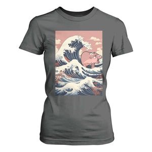 Funny Moo Deng T Shirt For Women Cute Hippo Zoo Meme Baby Pygmy Tsunami TS11 Dark Heather Print Your Wear