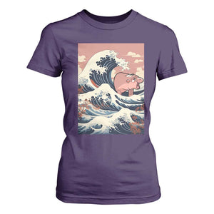 Funny Moo Deng T Shirt For Women Cute Hippo Zoo Meme Baby Pygmy Tsunami TS11 Purple Print Your Wear