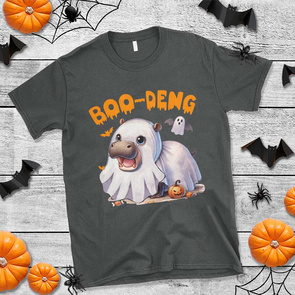 Funny Moo Deng T Shirt Boo Deng Cute Hippo Zoo Meme Baby Pygmy Halloween TS11 Dark Heather Print Your Wear