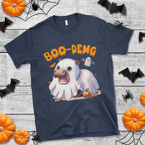 Funny Moo Deng T Shirt Boo Deng Cute Hippo Zoo Meme Baby Pygmy Halloween TS11 Navy Print Your Wear
