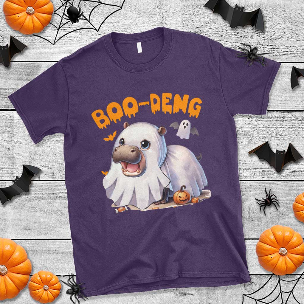 Funny Moo Deng T Shirt Boo Deng Cute Hippo Zoo Meme Baby Pygmy Halloween TS11 Purple Print Your Wear