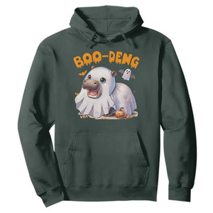 Funny Moo Deng Hoodie Boo Deng Cute Hippo Zoo Meme Baby Pygmy Halloween TS11 Dark Forest Green Print Your Wear