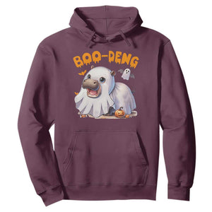 Funny Moo Deng Hoodie Boo Deng Cute Hippo Zoo Meme Baby Pygmy Halloween TS11 Maroon Print Your Wear
