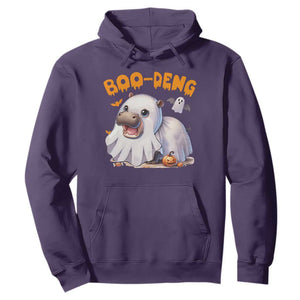Funny Moo Deng Hoodie Boo Deng Cute Hippo Zoo Meme Baby Pygmy Halloween TS11 Purple Print Your Wear