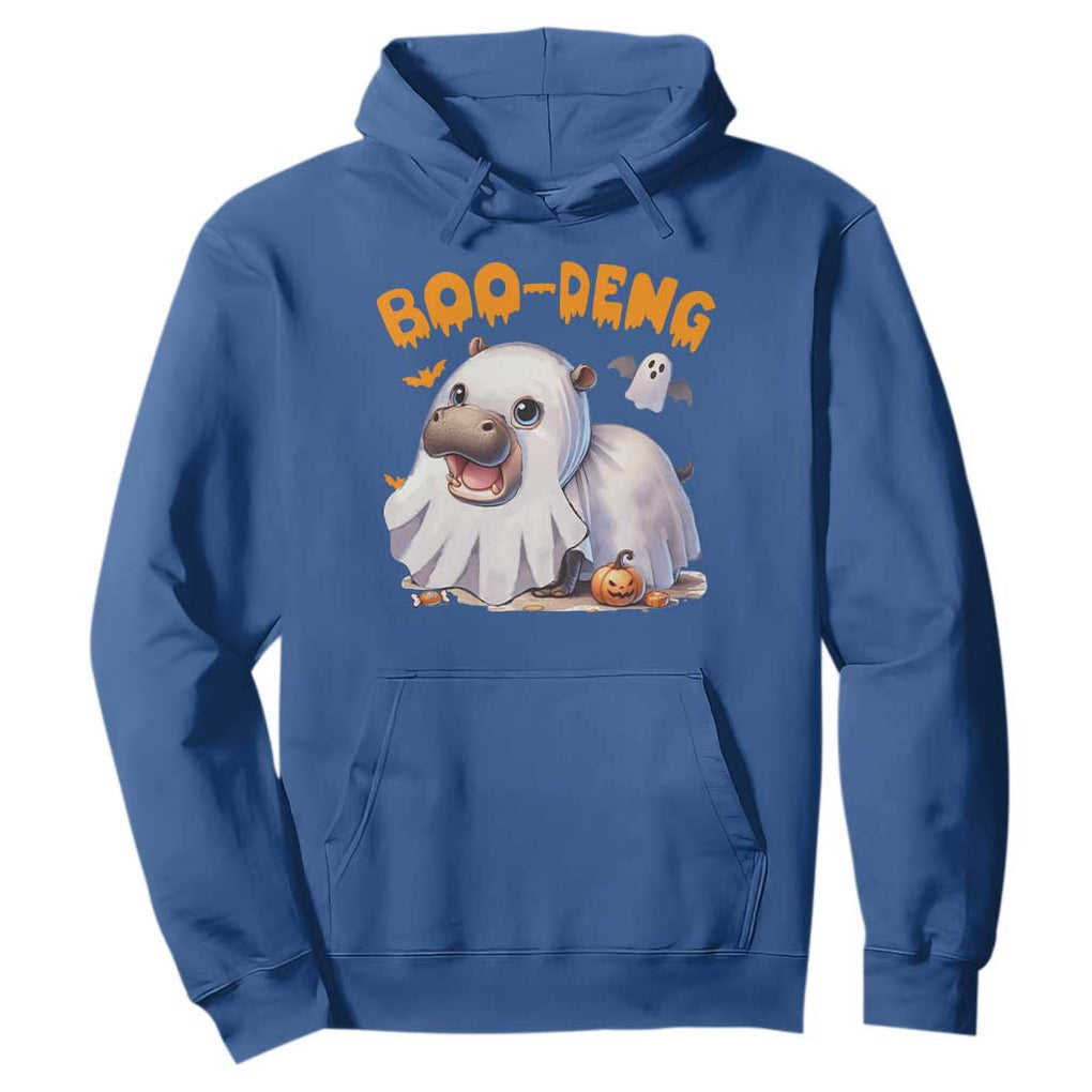 Funny Moo Deng Hoodie Boo Deng Cute Hippo Zoo Meme Baby Pygmy Halloween TS11 Royal Blue Print Your Wear