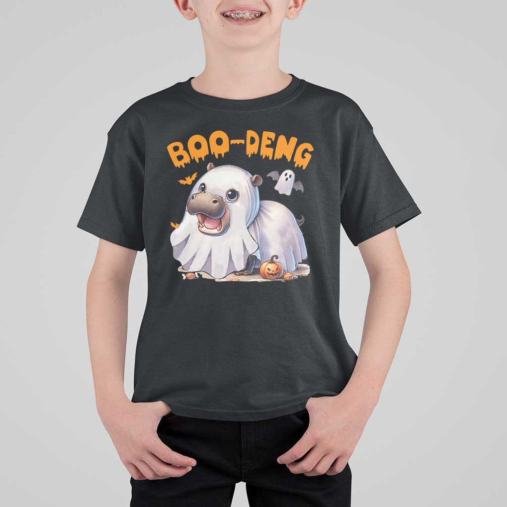Funny Moo Deng T Shirt For Kid Boo Deng Cute Hippo Zoo Meme Baby Pygmy Halloween TS11 Black Print Your Wear