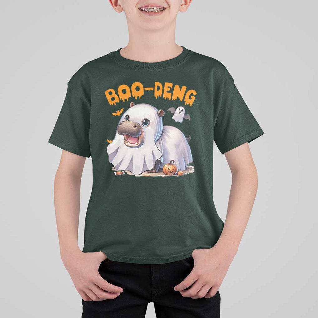 Funny Moo Deng T Shirt For Kid Boo Deng Cute Hippo Zoo Meme Baby Pygmy Halloween TS11 Dark Forest Green Print Your Wear