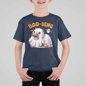 Funny Moo Deng T Shirt For Kid Boo Deng Cute Hippo Zoo Meme Baby Pygmy Halloween TS11 Navy Print Your Wear