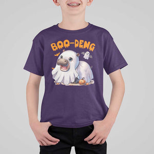 Funny Moo Deng T Shirt For Kid Boo Deng Cute Hippo Zoo Meme Baby Pygmy Halloween TS11 Purple Print Your Wear