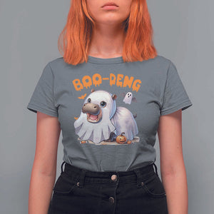 Funny Moo Deng T Shirt For Women Boo Deng Cute Hippo Zoo Meme Baby Pygmy Halloween TS11 Charcoal Print Your Wear