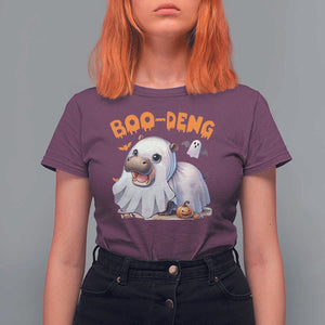 Funny Moo Deng T Shirt For Women Boo Deng Cute Hippo Zoo Meme Baby Pygmy Halloween TS11 Maroon Print Your Wear