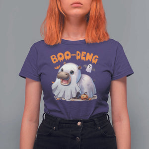 Funny Moo Deng T Shirt For Women Boo Deng Cute Hippo Zoo Meme Baby Pygmy Halloween TS11 Purple Print Your Wear