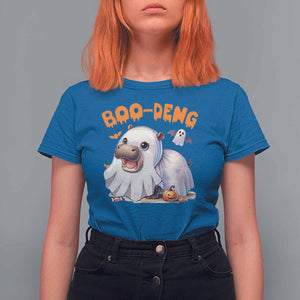 Funny Moo Deng T Shirt For Women Boo Deng Cute Hippo Zoo Meme Baby Pygmy Halloween TS11 Royal Blue Print Your Wear