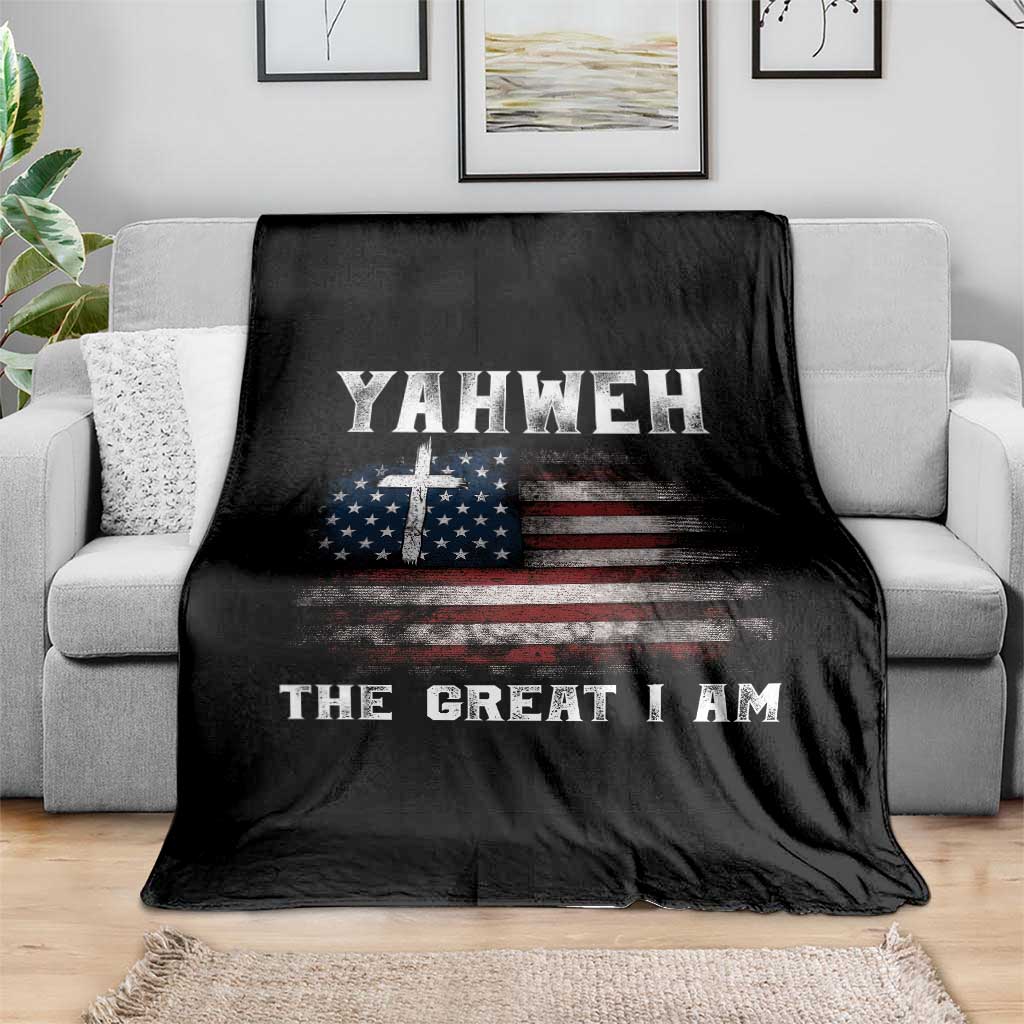 Yahweh The Great I Am Christian Faith Throw Blanket Vintage American Flag TS11 Print Your Wear