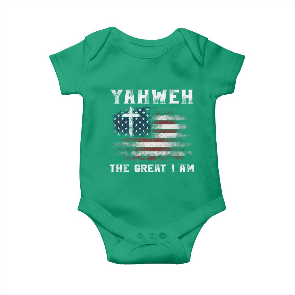Yahweh The Great I Am Christian Faith Baby Onesie Vintage American Flag TS11 Irish Green Print Your Wear