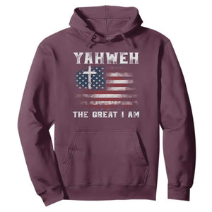 Yahweh The Great I Am Christian Faith Hoodie Vintage American Flag TS11 Maroon Print Your Wear