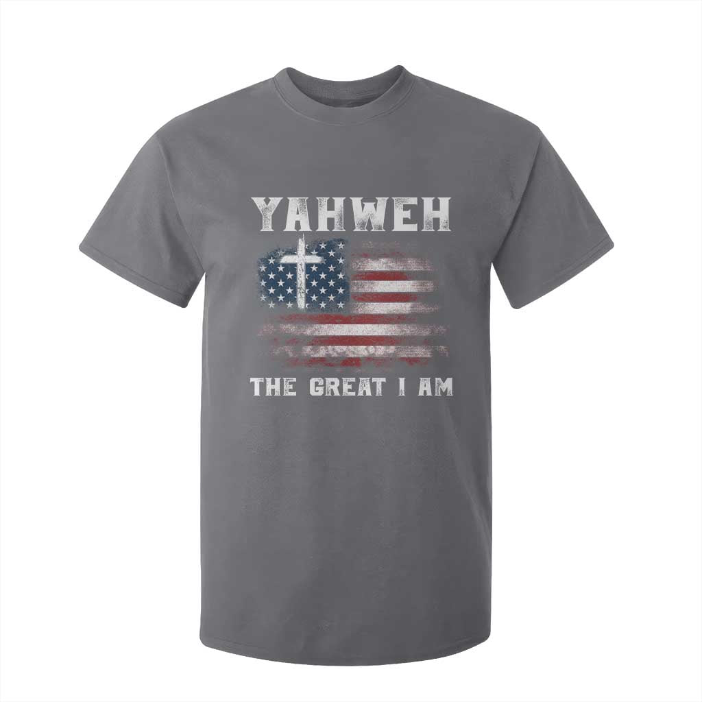 Yahweh The Great I Am Christian Faith T Shirt For Kid Vintage American Flag TS11 Charcoal Print Your Wear