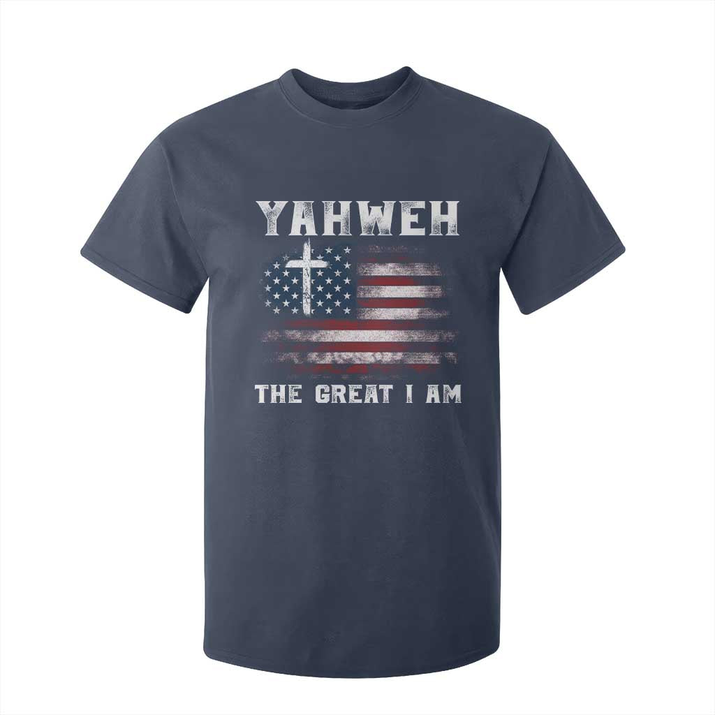 Yahweh The Great I Am Christian Faith T Shirt For Kid Vintage American Flag TS11 Navy Print Your Wear