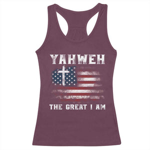 Yahweh The Great I Am Christian Faith Racerback Tank Top Vintage American Flag TS11 Maroon Print Your Wear