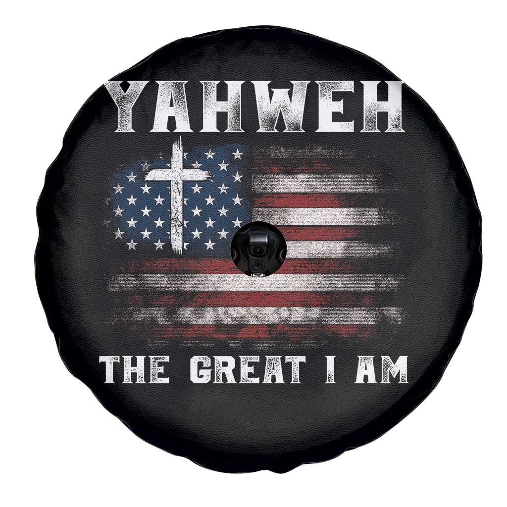 Yahweh The Great I Am Christian Faith Spare Tire Cover Vintage American Flag TS11 Print Your Wear