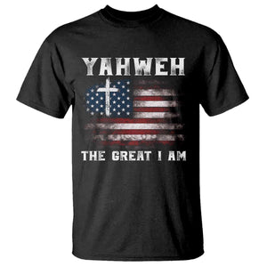 Yahweh The Great I Am T Shirt - Christian Faith Vintage American Flag Inspirational Tee TS11 Black Print Your Wear