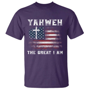 Yahweh The Great I Am T Shirt - Christian Faith Vintage American Flag Inspirational Tee TS11 Purple Print Your Wear