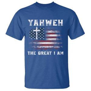 Yahweh The Great I Am T Shirt - Christian Faith Vintage American Flag Inspirational Tee TS11 Royal Blue Print Your Wear