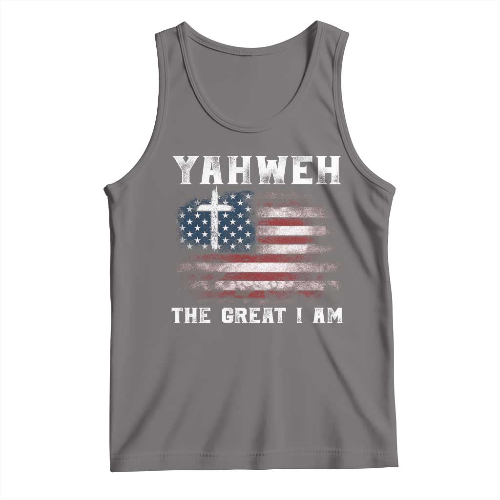 Yahweh The Great I Am Christian Faith Tank Top Vintage American Flag TS11 Deep Heather Print Your Wear