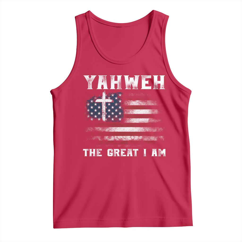 Yahweh The Great I Am Christian Faith Tank Top Vintage American Flag TS11 Red Print Your Wear