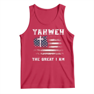 Yahweh The Great I Am Christian Faith Tank Top Vintage American Flag TS11 Red Print Your Wear