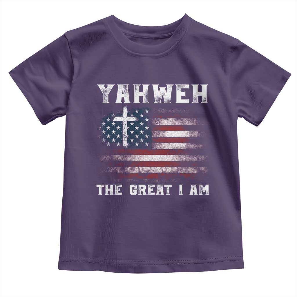 Yahweh The Great I Am Christian Faith Toddler T Shirt Vintage American Flag TS11 Purple Print Your Wear