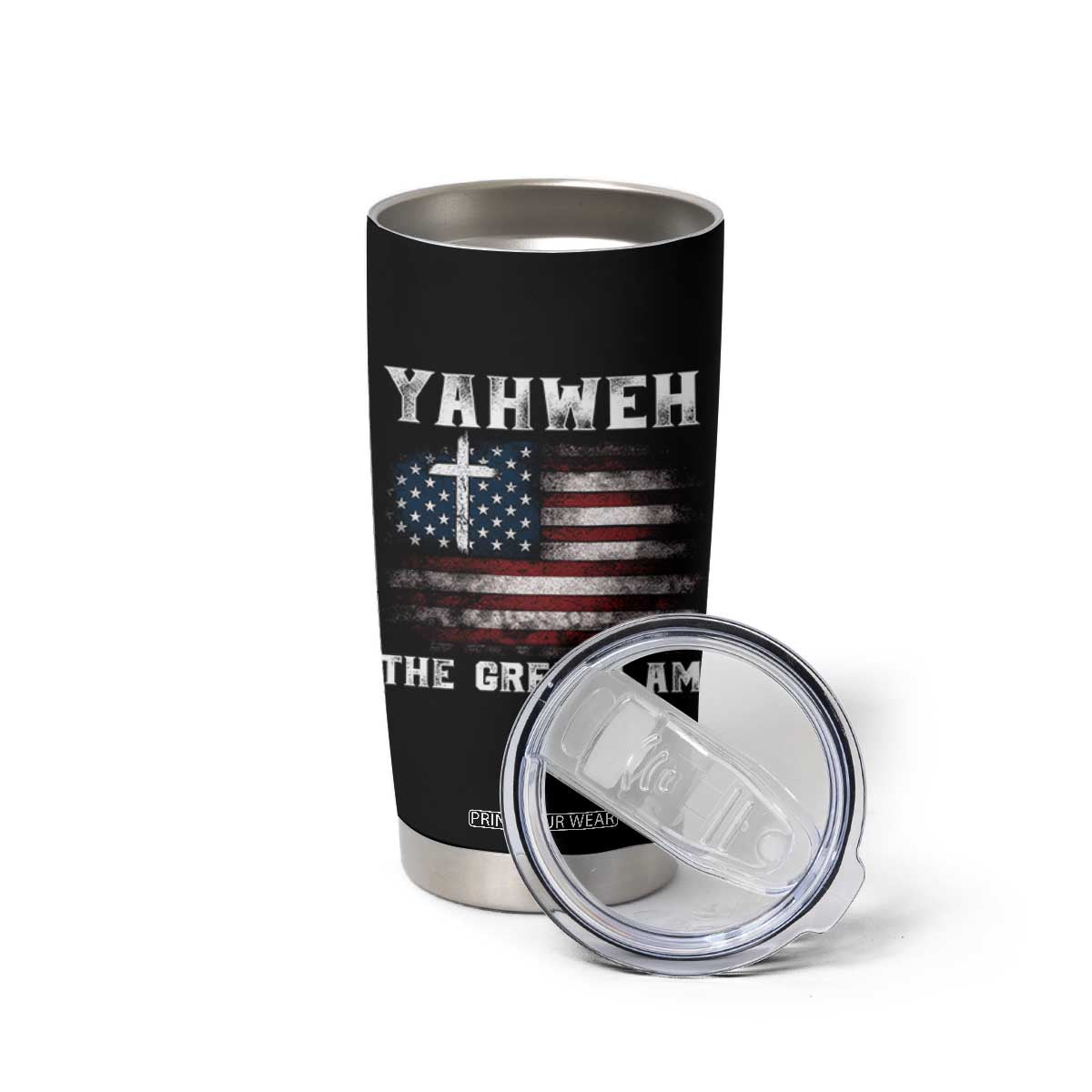 Yahweh The Great I Am Christian Faith Tumbler Cup Vintage American Flag TS11 Print Your Wear