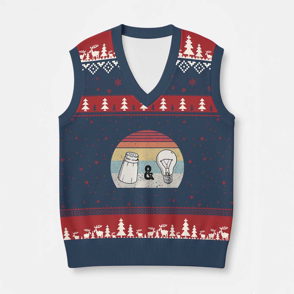 Retro Salt And Light Be Ye Salt Christian V-Neck Knit Sweater Vest TS11 Navy Red Print Your Wear