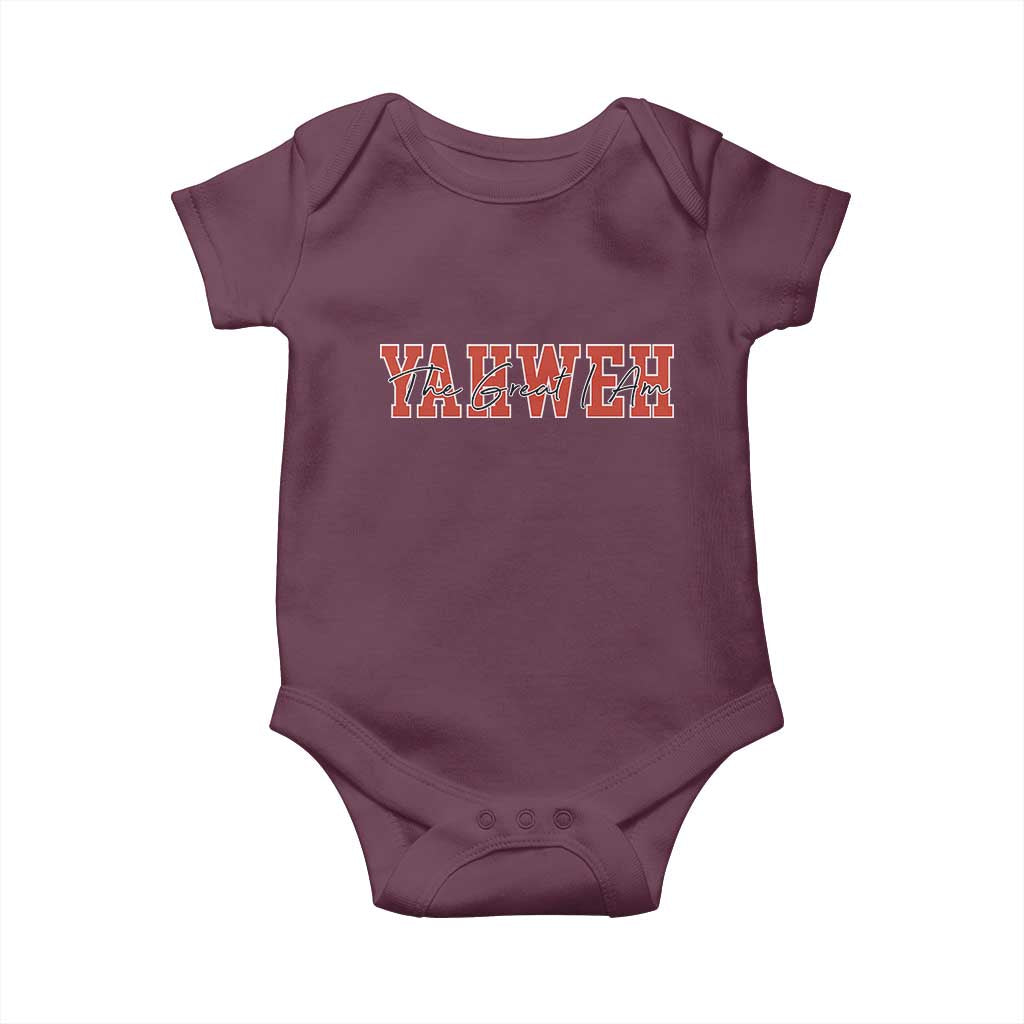 Yahweh The Great I Am Baby Onesie Christian Religious Faith TS11 Maroon Print Your Wear