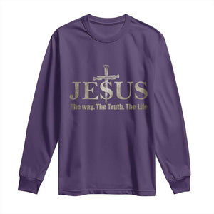 Jesus The Way The Truth The Life Long Sleeve Shirt Christian Cross Nails TS11 Purple Print Your Wear