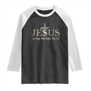 Jesus The Way The Truth The Life Raglan Shirt Christian Cross Nails TS11 Black White Print Your Wear