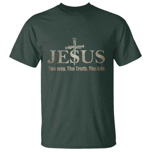 Jesus The Way The Truth The Life T Shirt Christian Cross Nails TS11 Dark Forest Green Print Your Wear